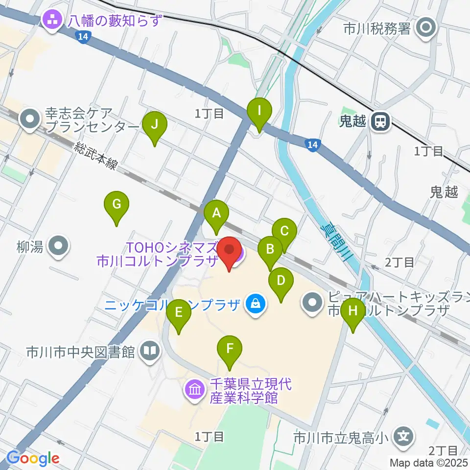 TOHOシネマズ市川コルトンプラザ周辺の駐車場・コインパーキング一覧地図