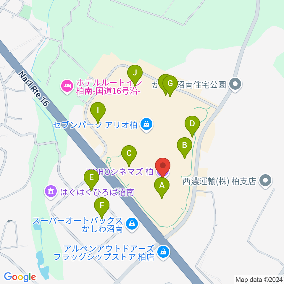 TOHOシネマズ柏周辺の駐車場・コインパーキング一覧地図