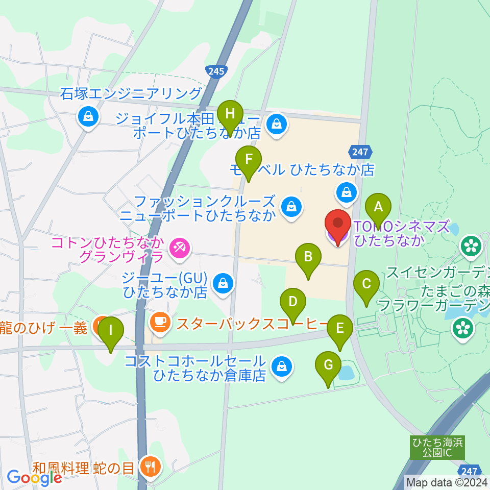 TOHOシネマズひたちなか周辺の駐車場・コインパーキング一覧地図