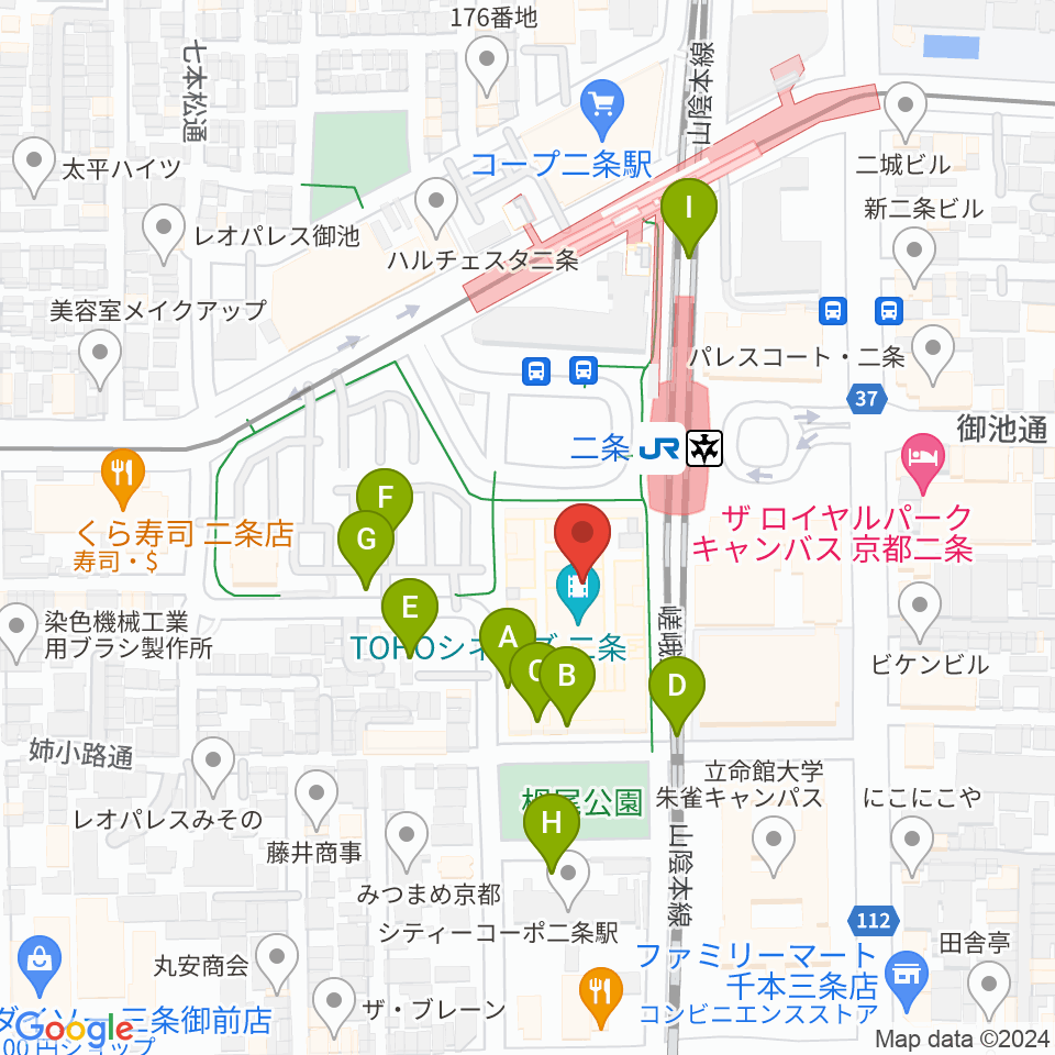 TOHOシネマズ二条周辺の駐車場・コインパーキング一覧地図