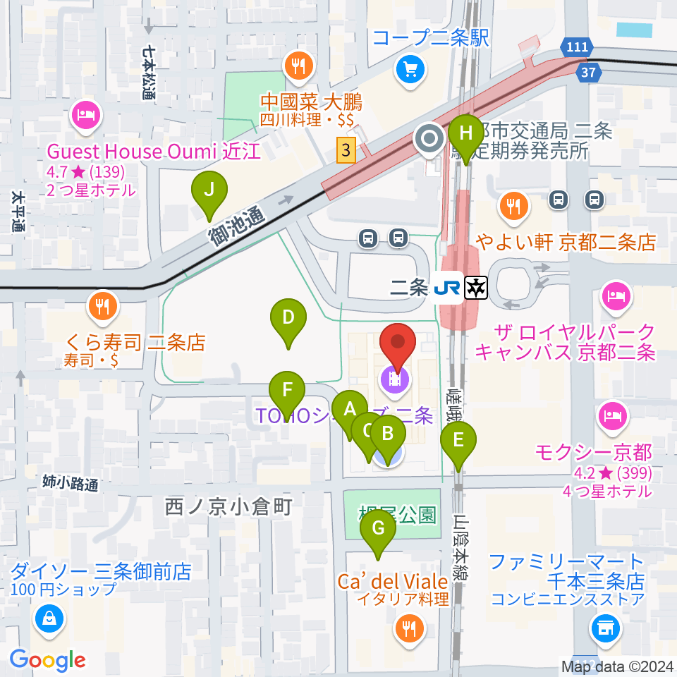 TOHOシネマズ二条周辺の駐車場・コインパーキング一覧地図