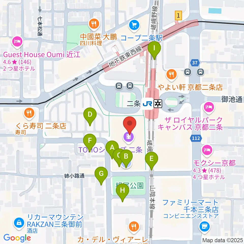 TOHOシネマズ二条周辺の駐車場・コインパーキング一覧地図