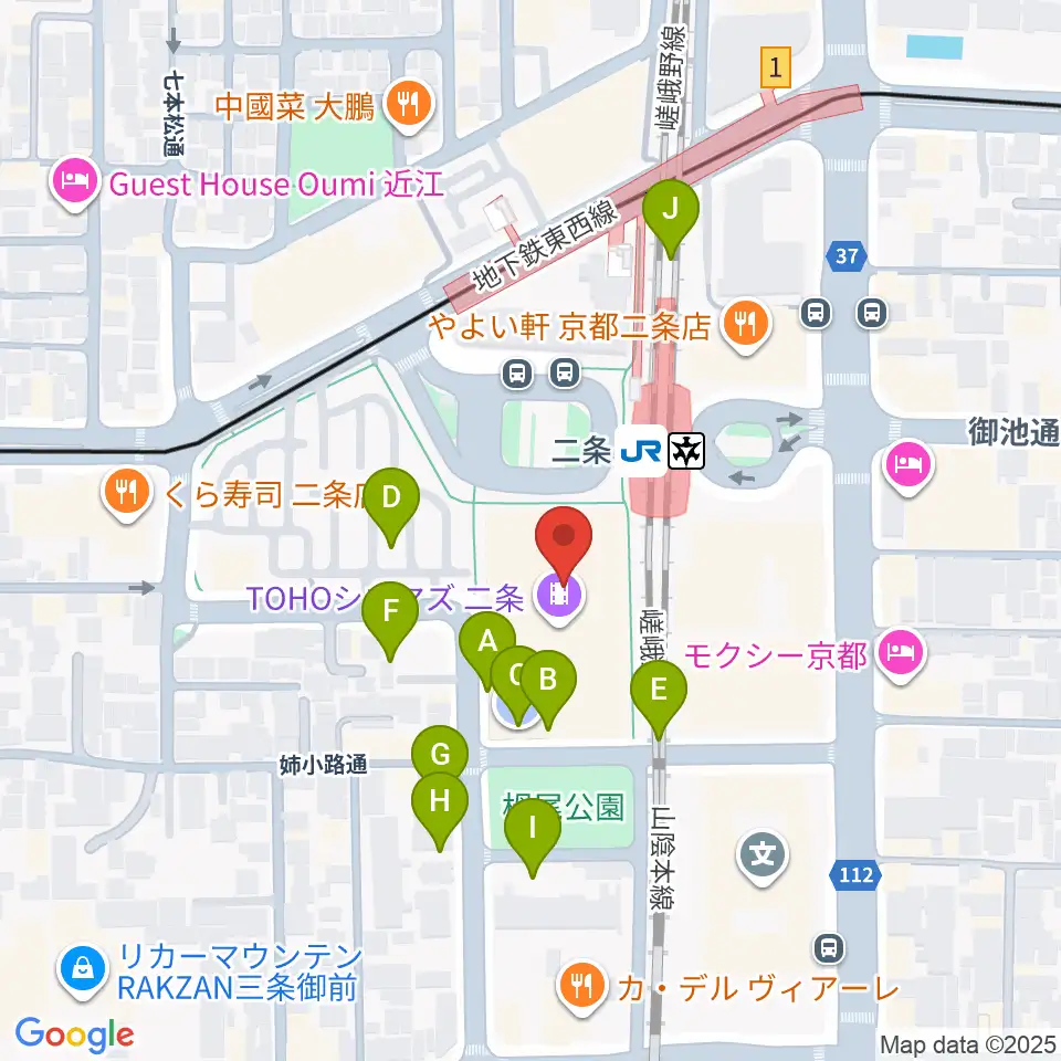 TOHOシネマズ二条周辺の駐車場・コインパーキング一覧地図