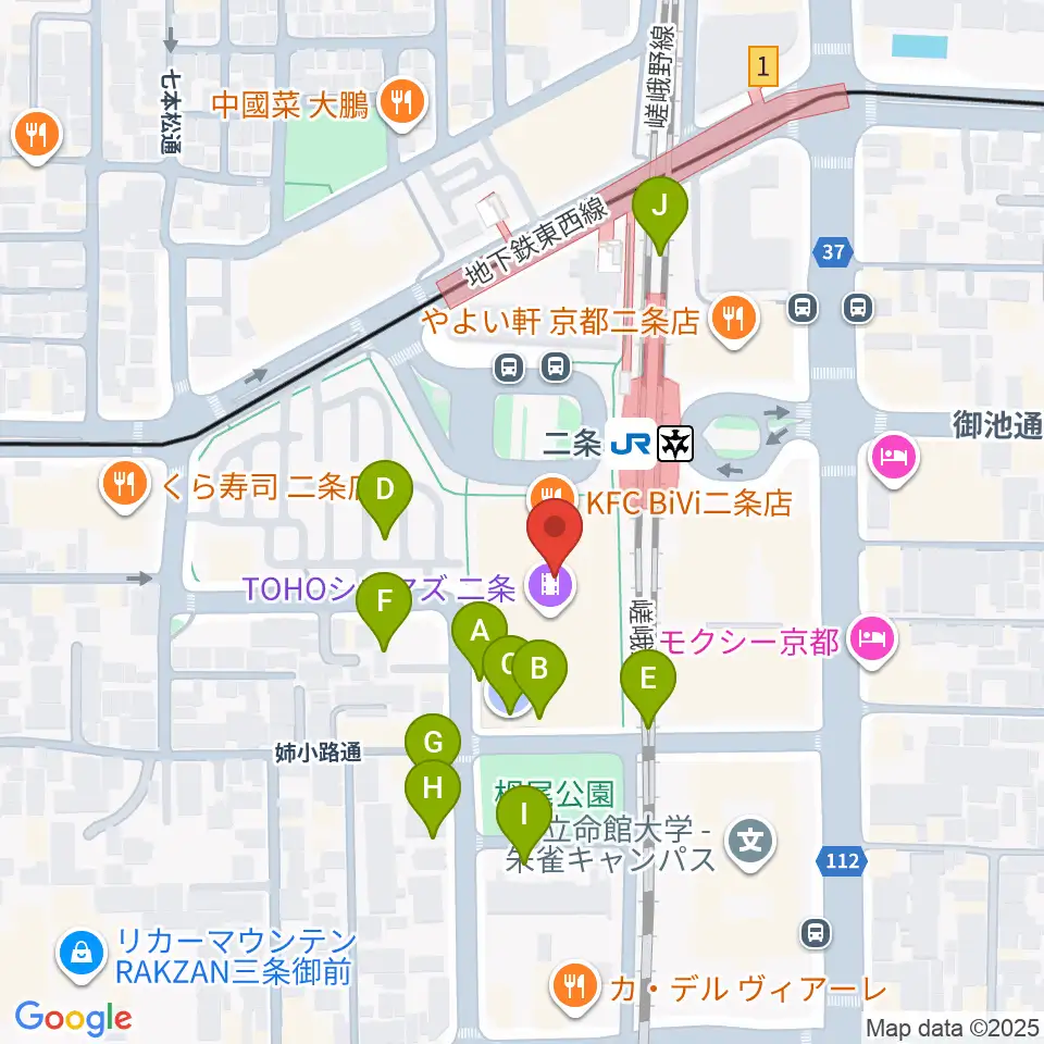 TOHOシネマズ二条周辺の駐車場・コインパーキング一覧地図