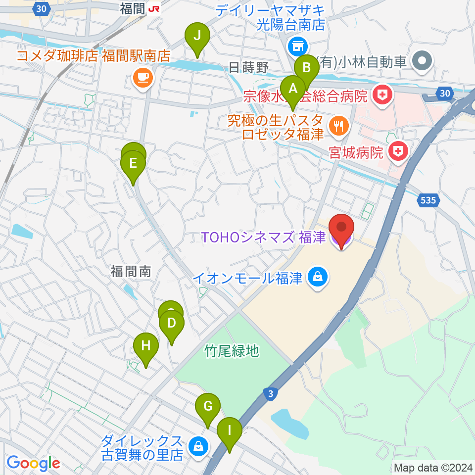 TOHOシネマズ福津周辺の駐車場・コインパーキング一覧地図