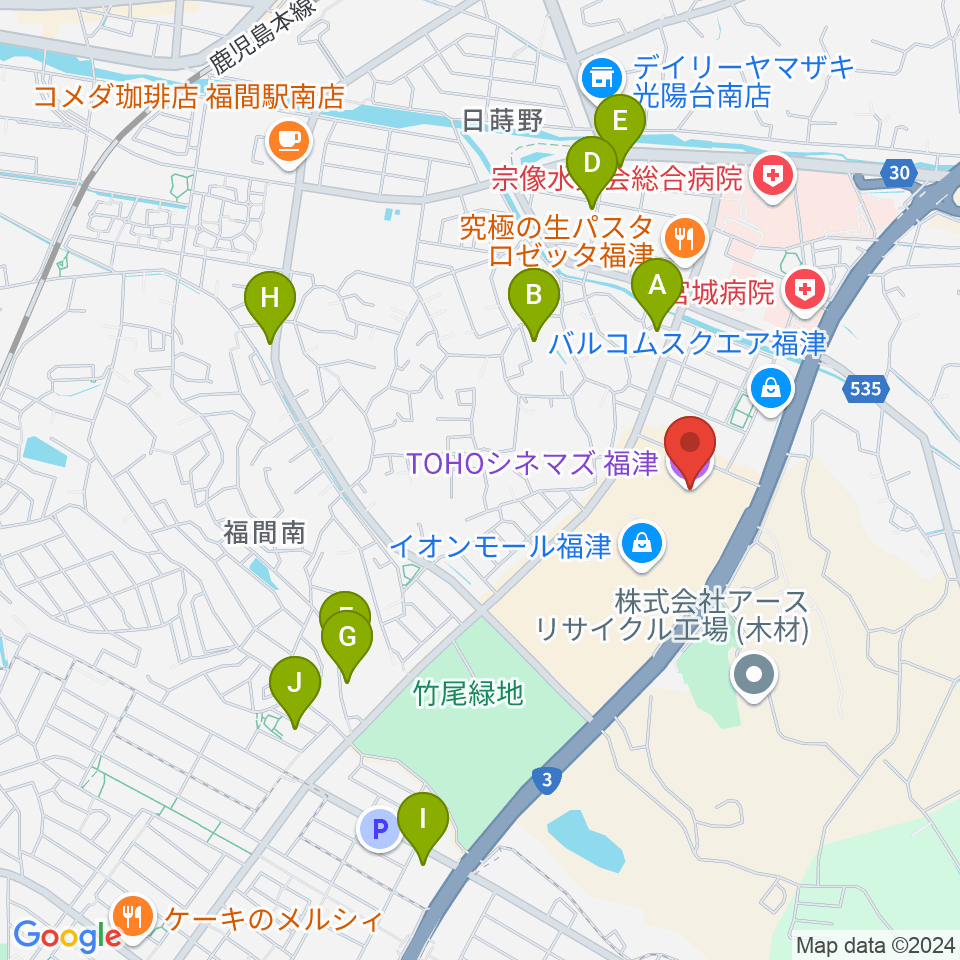 TOHOシネマズ福津周辺の駐車場・コインパーキング一覧地図