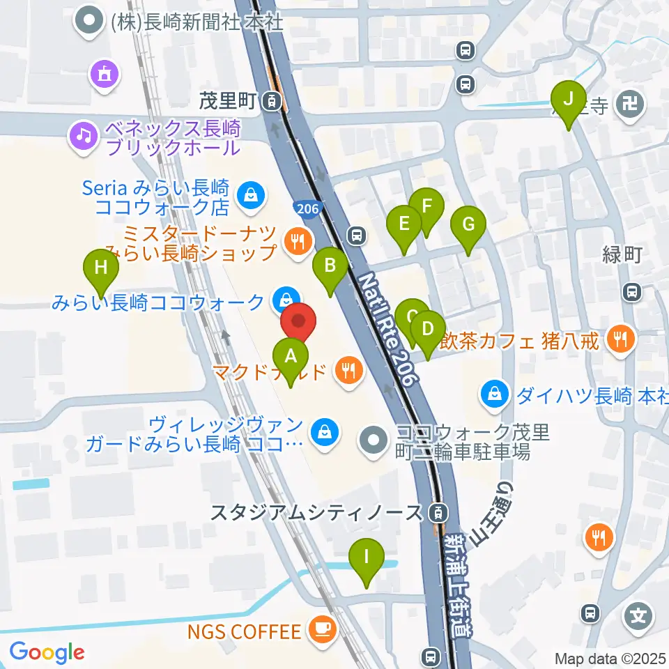 TOHOシネマズ長崎周辺の駐車場・コインパーキング一覧地図