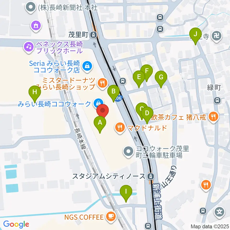 TOHOシネマズ長崎周辺の駐車場・コインパーキング一覧地図