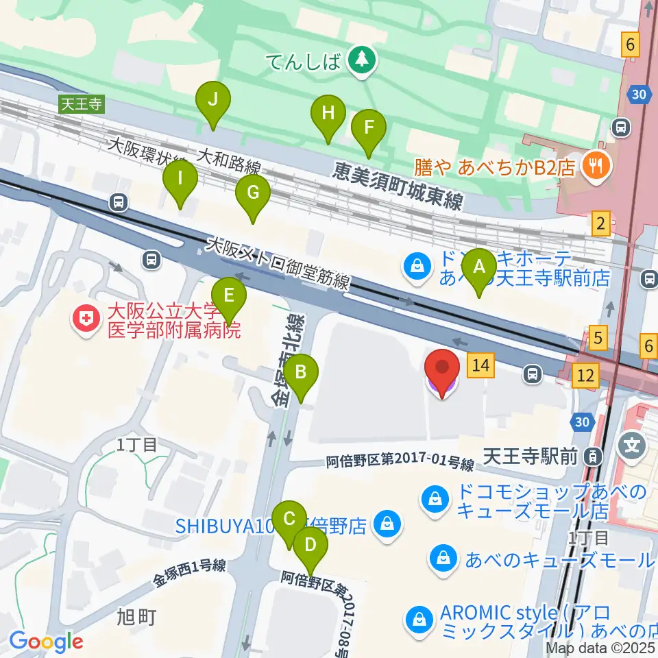あべのアポロシネマ周辺の駐車場・コインパーキング一覧地図