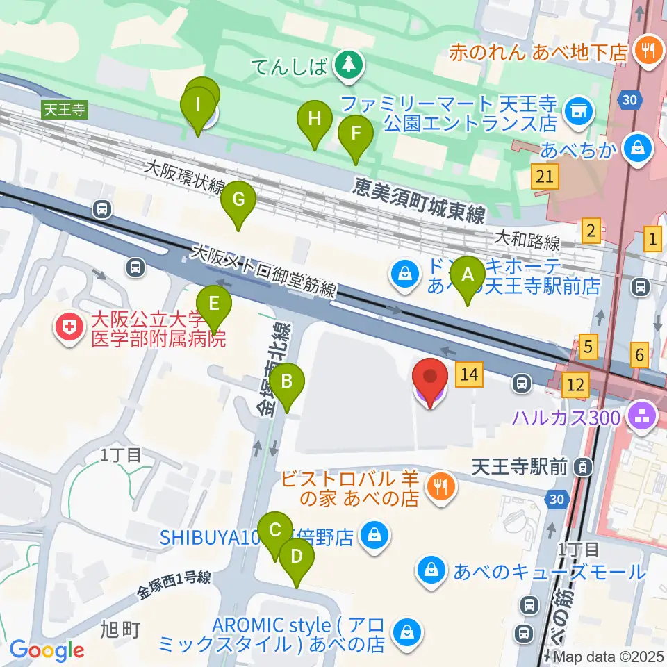 あべのアポロシネマ周辺の駐車場・コインパーキング一覧地図