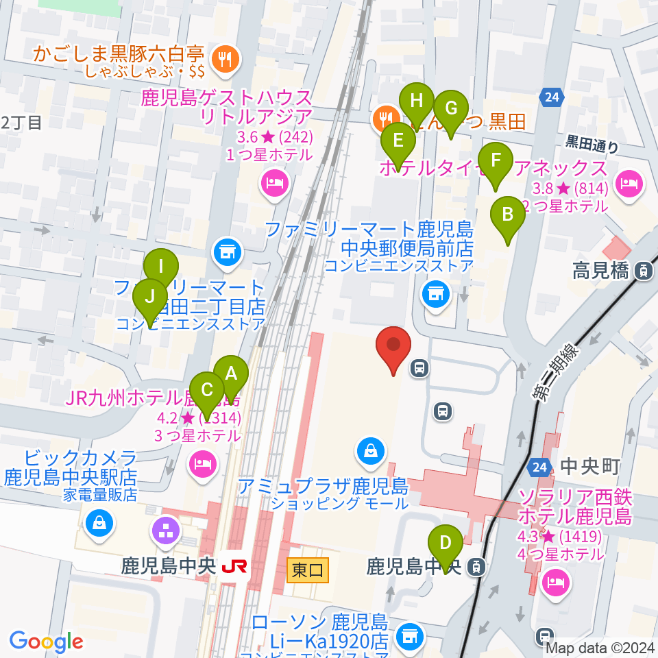 鹿児島ミッテ10周辺の駐車場・コインパーキング一覧地図