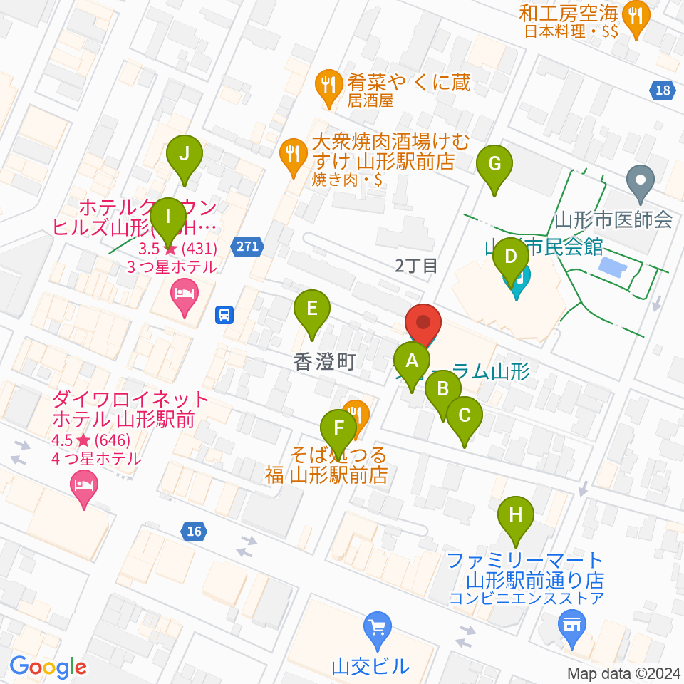 フォーラム山形周辺の駐車場・コインパーキング一覧地図