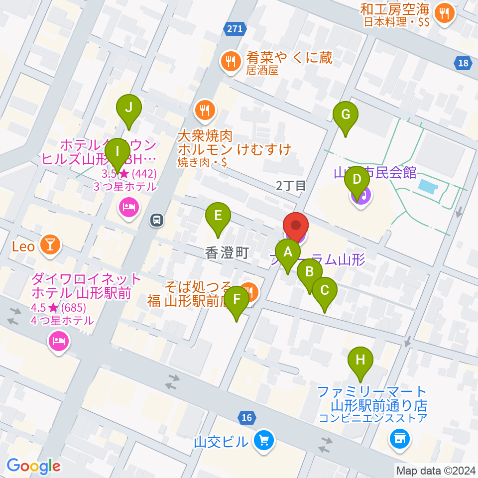 フォーラム山形周辺の駐車場・コインパーキング一覧地図