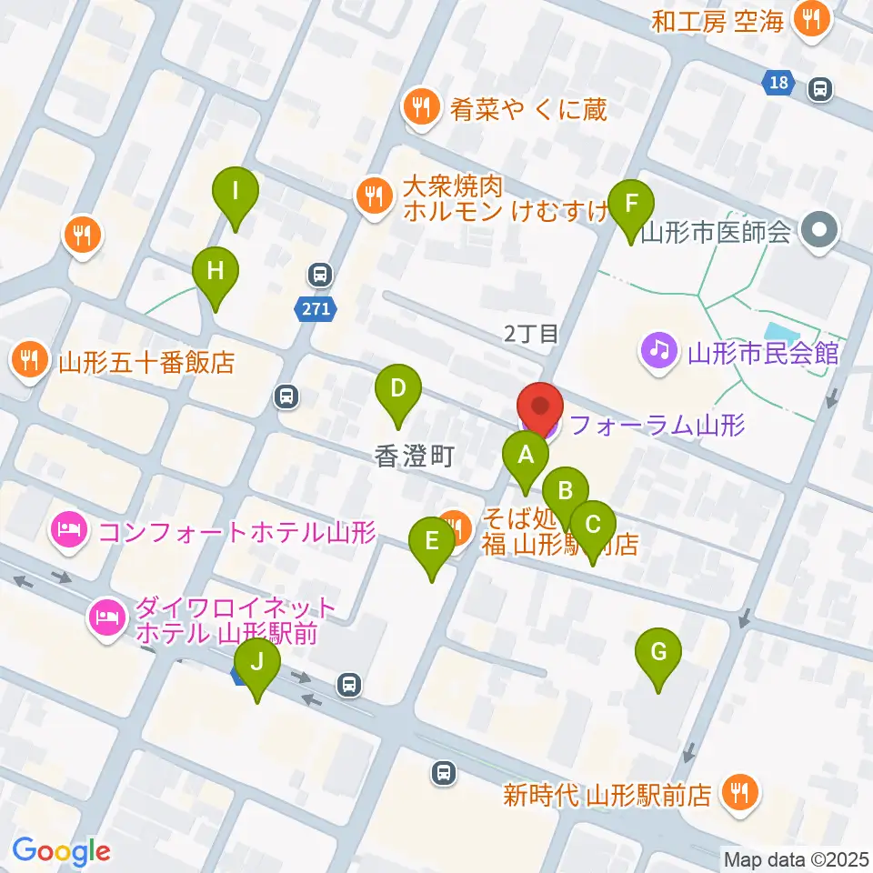 フォーラム山形周辺の駐車場・コインパーキング一覧地図
