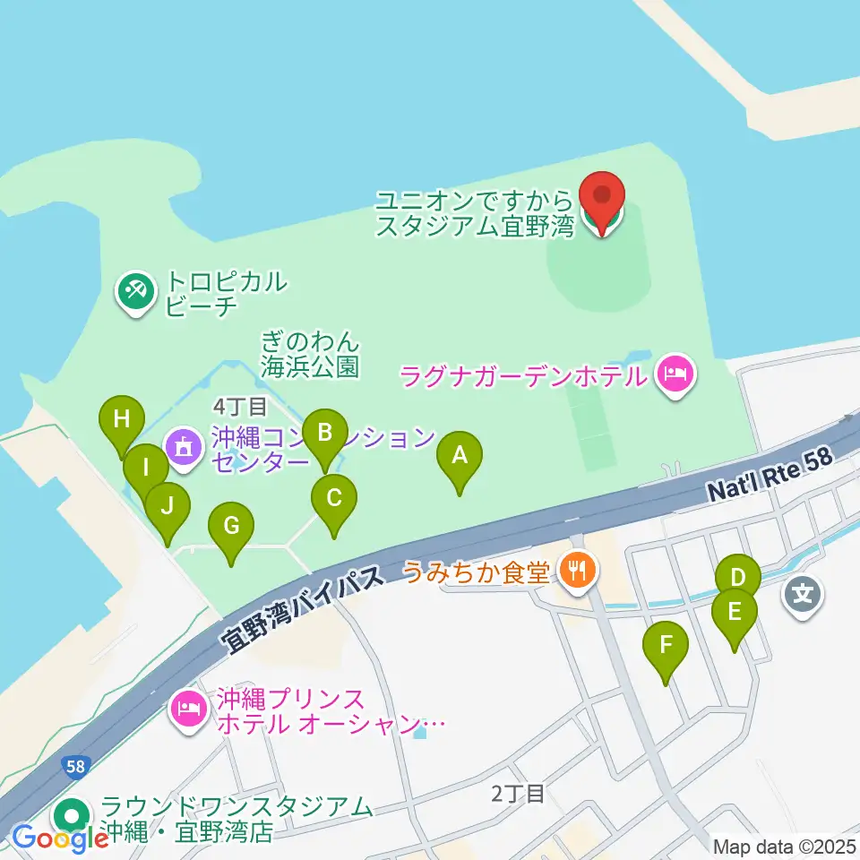 ユニオンですからスタジアム宜野湾周辺の駐車場・コインパーキング一覧地図