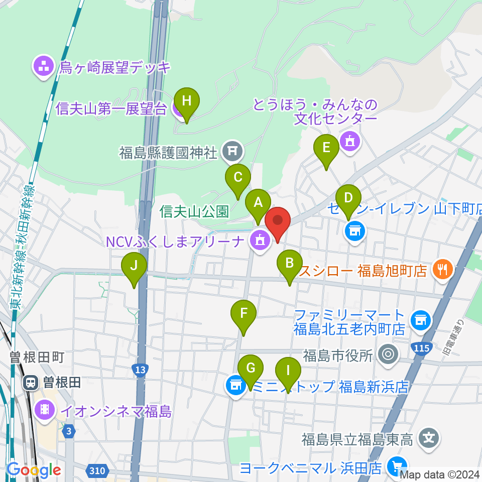 NCVふくしまアリーナ周辺の駐車場・コインパーキング一覧地図