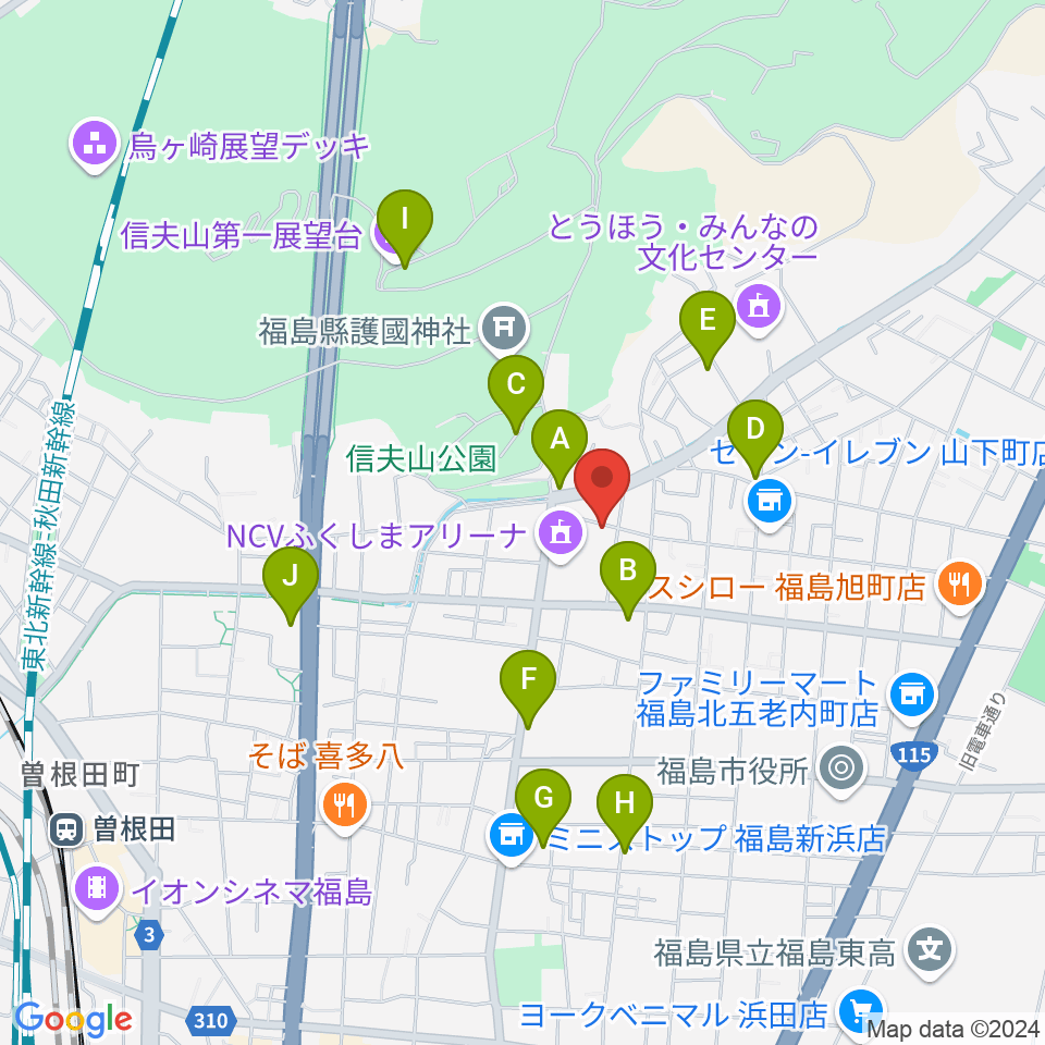 NCVふくしまアリーナ周辺の駐車場・コインパーキング一覧地図