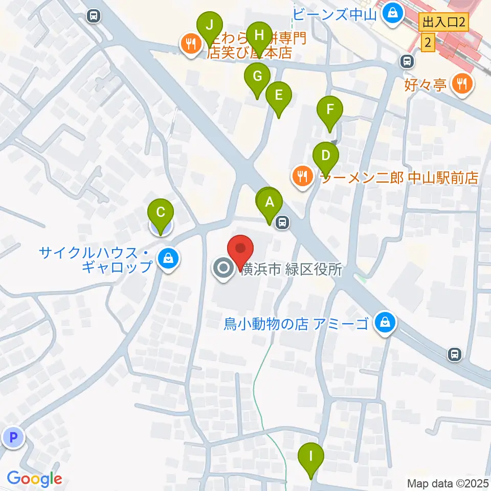 横浜市緑公会堂周辺の駐車場・コインパーキング一覧地図