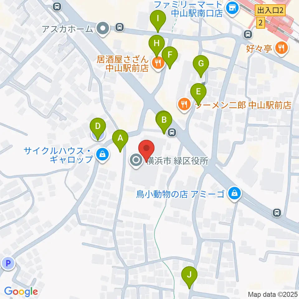 横浜市緑公会堂周辺の駐車場・コインパーキング一覧地図