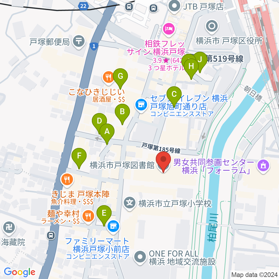 戸塚公会堂周辺の駐車場・コインパーキング一覧地図