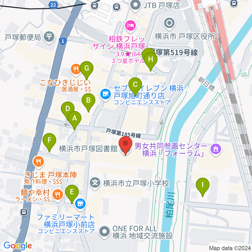 戸塚公会堂周辺の駐車場・コインパーキング一覧地図