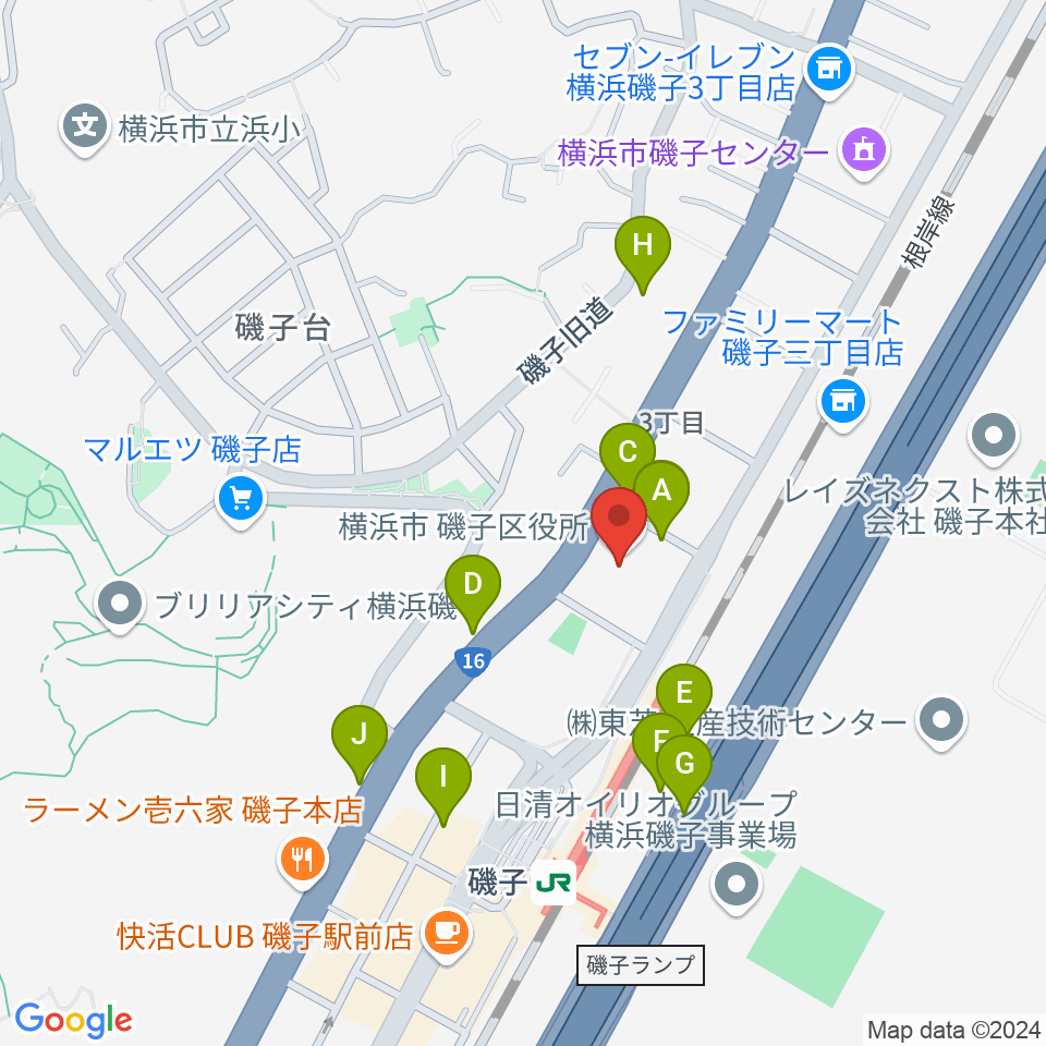 磯子公会堂周辺の駐車場・コインパーキング一覧地図