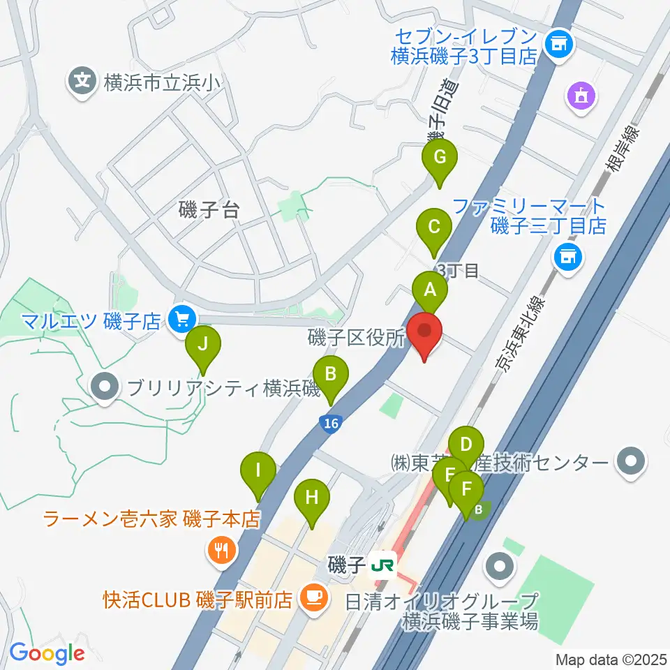 磯子公会堂周辺の駐車場・コインパーキング一覧地図