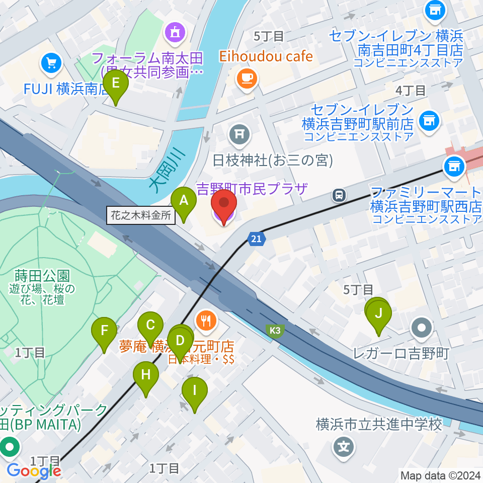 吉野町市民プラザ周辺の駐車場・コインパーキング一覧地図