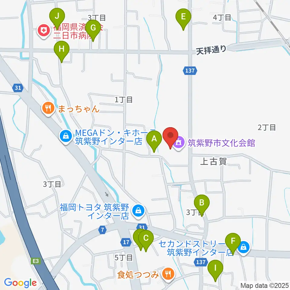筑紫野市文化会館周辺の駐車場・コインパーキング一覧地図