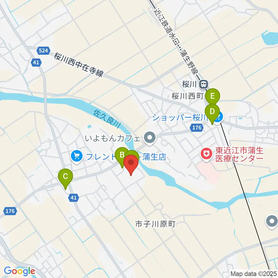 東近江市あかね文化ホール周辺の駐車場・コインパーキング一覧地図