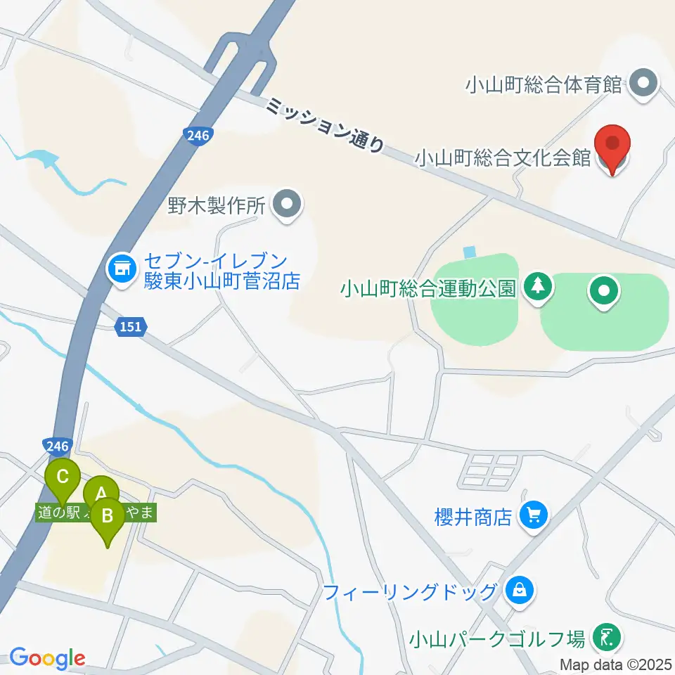 小山町総合文化会館周辺の駐車場・コインパーキング一覧地図