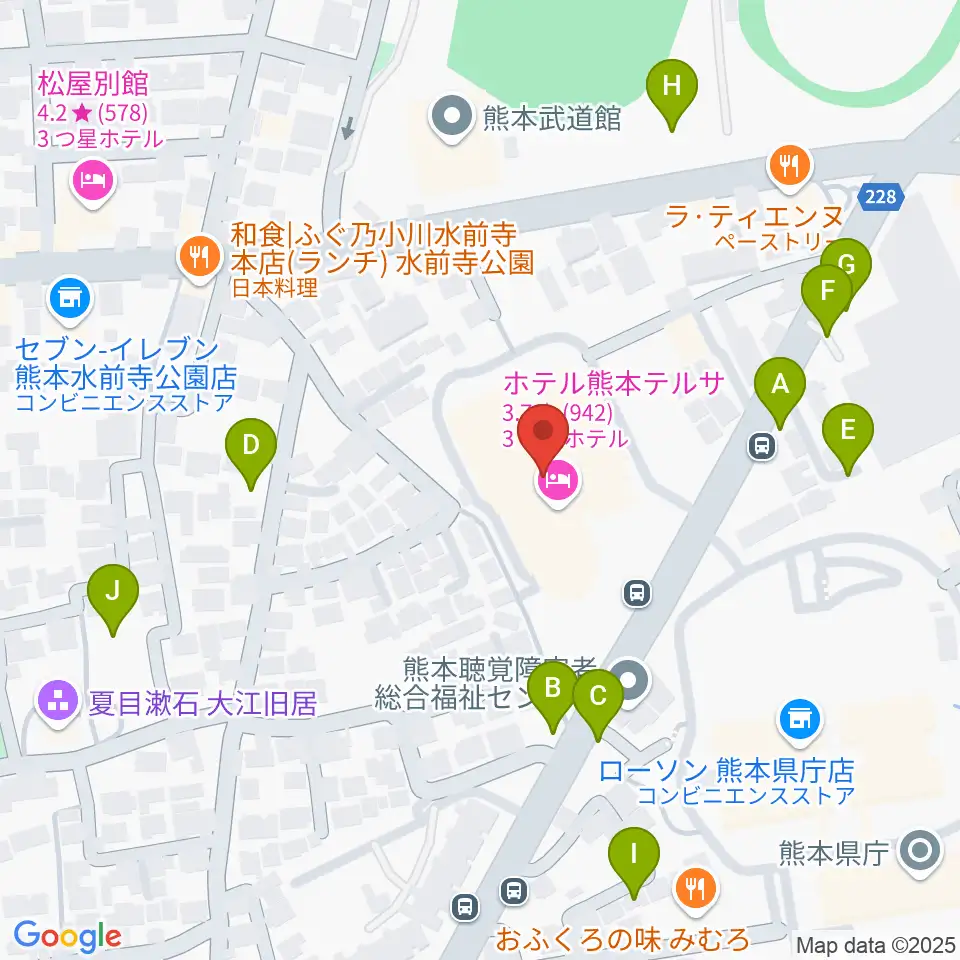 熊本テルサ テルサホール周辺の駐車場・コインパーキング一覧地図