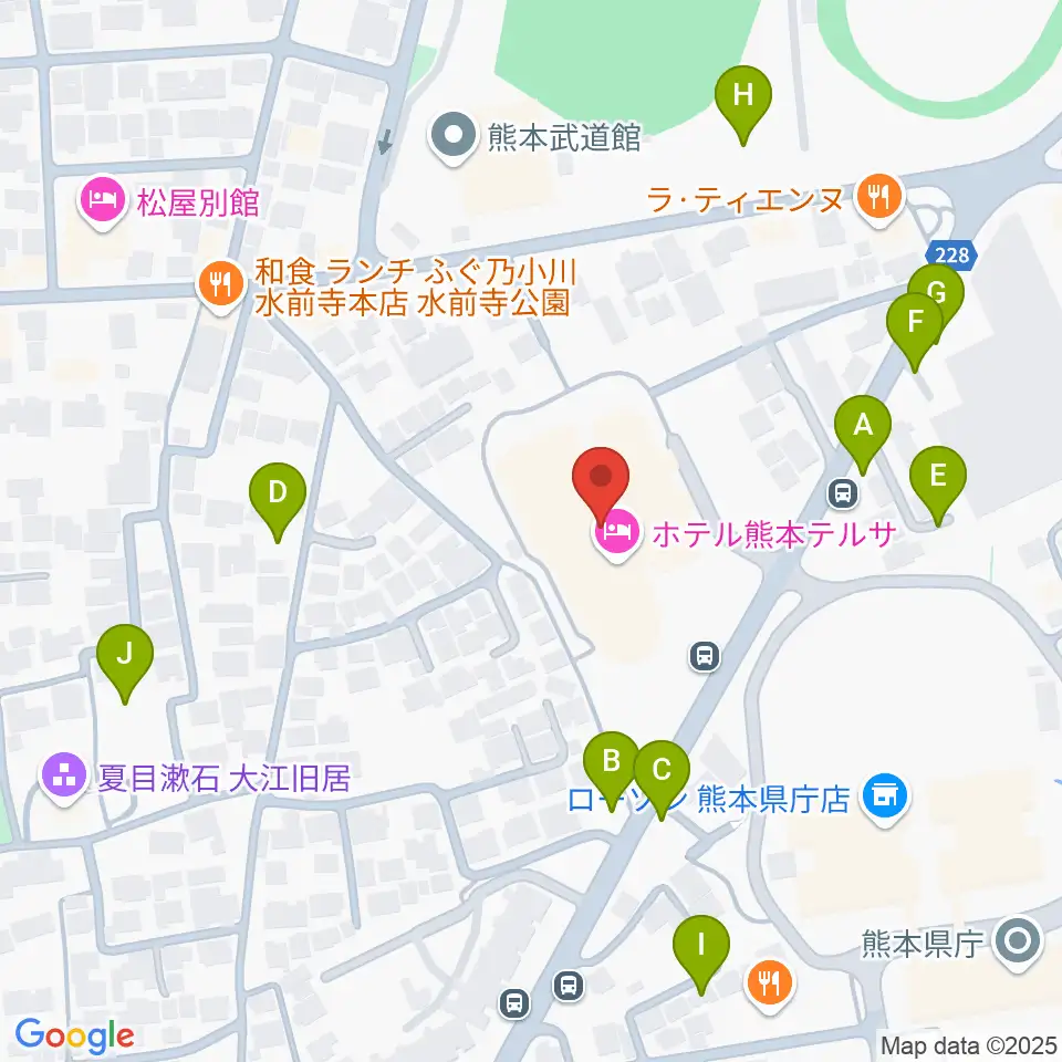 熊本テルサ テルサホール周辺の駐車場・コインパーキング一覧地図