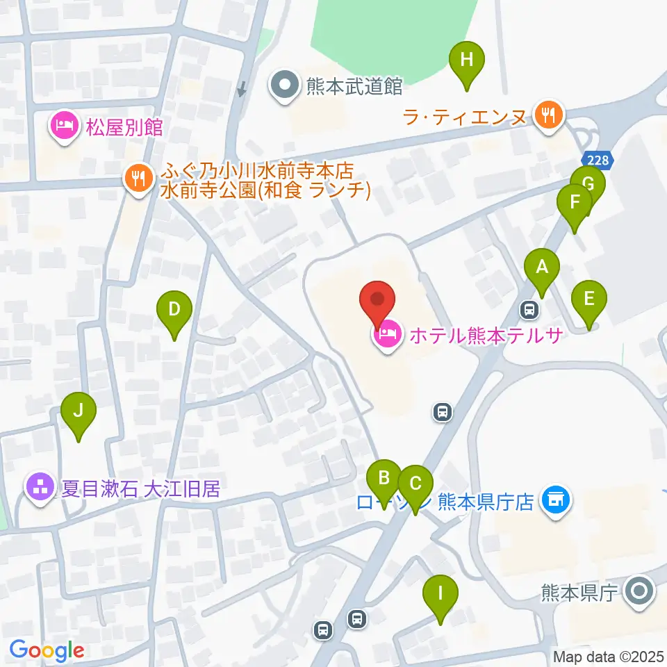 熊本テルサ テルサホール周辺の駐車場・コインパーキング一覧地図