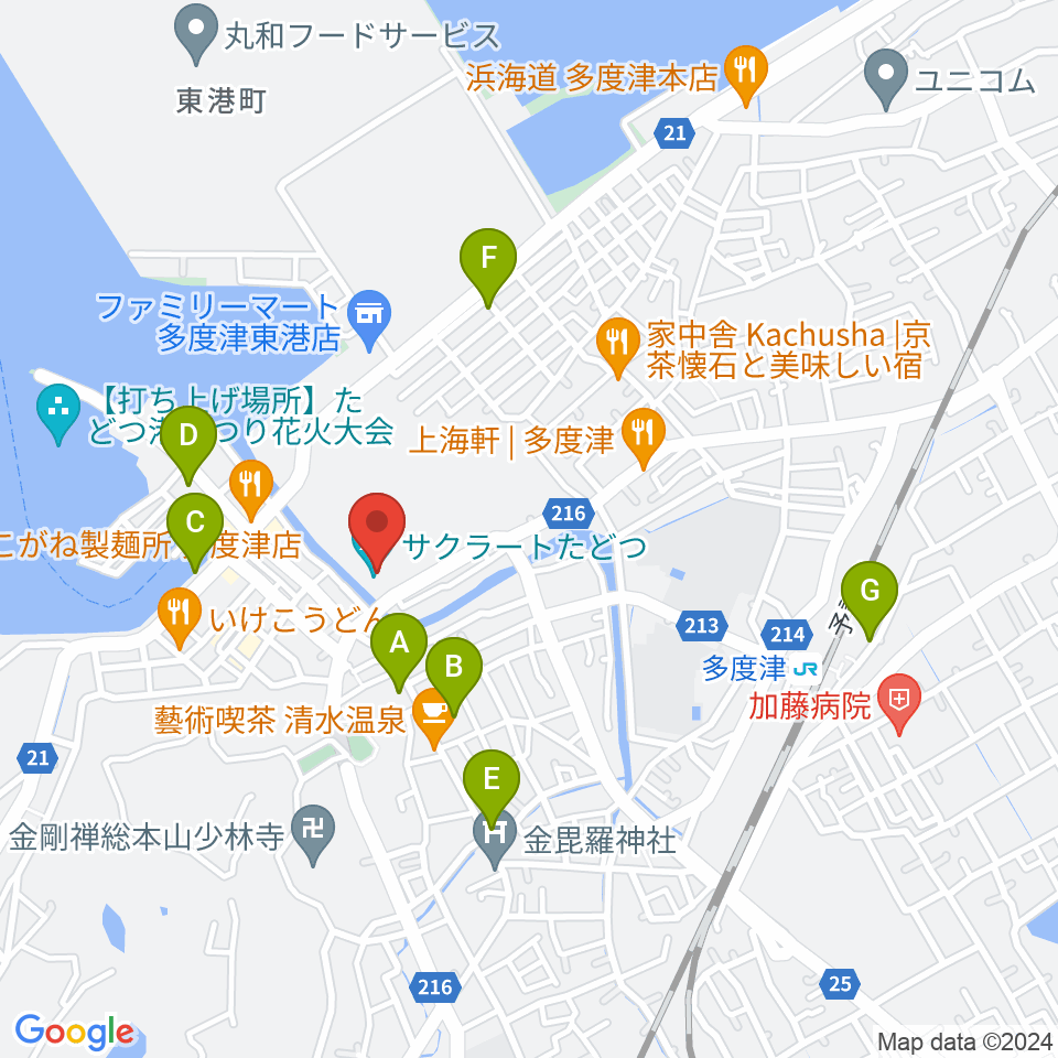 サクラートたどつ 多度津町民会館周辺の駐車場・コインパーキング一覧地図