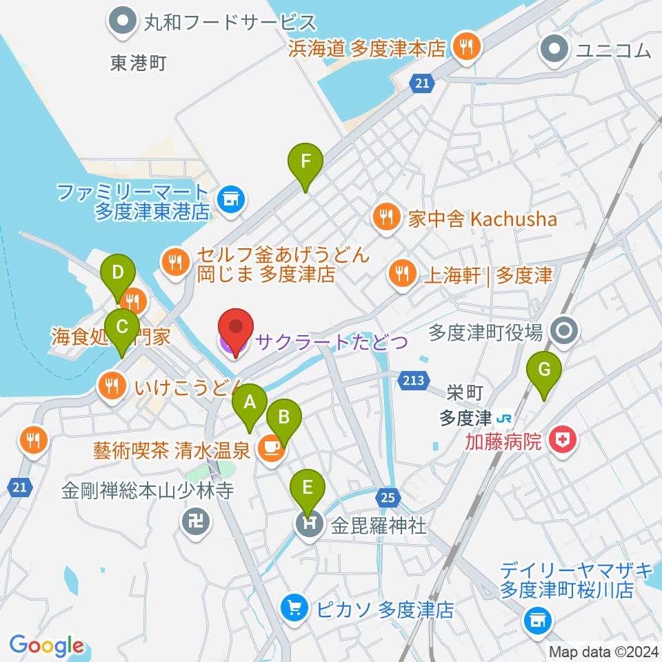 サクラートたどつ 多度津町民会館周辺の駐車場・コインパーキング一覧地図