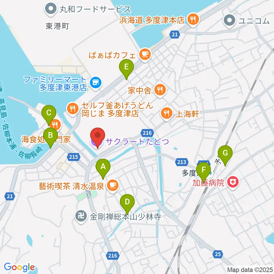 サクラートたどつ 多度津町民会館周辺の駐車場・コインパーキング一覧地図