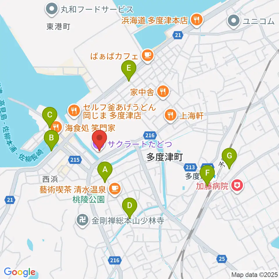 サクラートたどつ 多度津町民会館周辺の駐車場・コインパーキング一覧地図