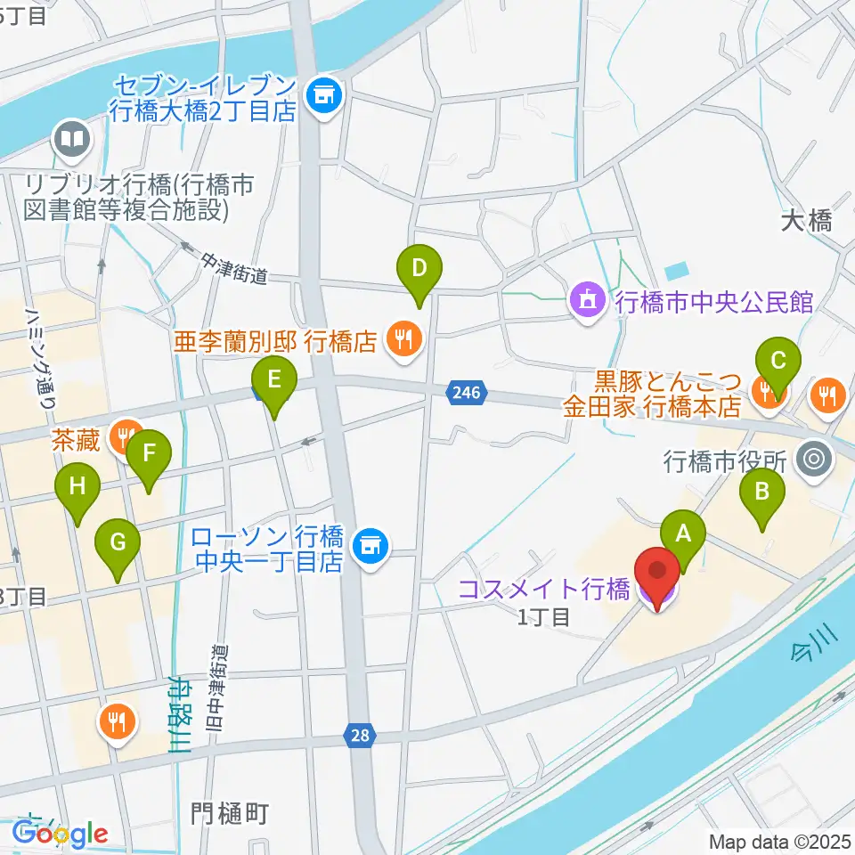 コスメイト行橋周辺の駐車場・コインパーキング一覧地図