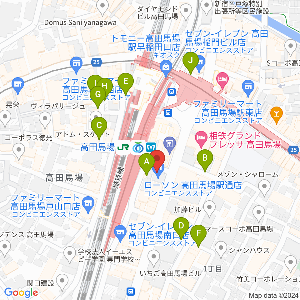 スタジオ音楽館 高田馬場駅前周辺の駐車場・コインパーキング一覧地図