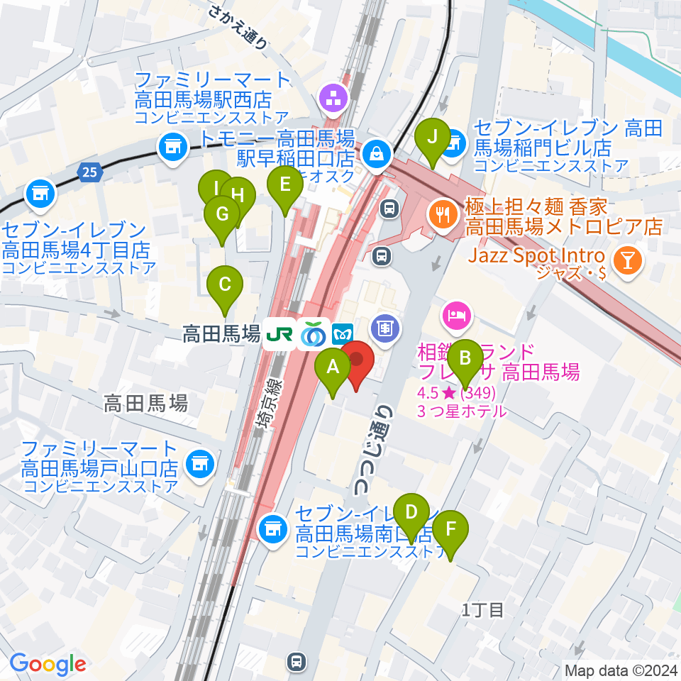 スタジオ音楽館 高田馬場駅前周辺の駐車場・コインパーキング一覧地図