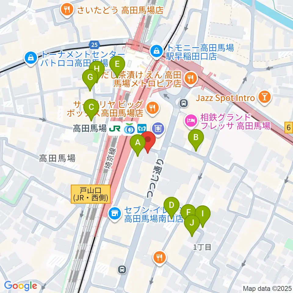 スタジオ音楽館 高田馬場駅前周辺の駐車場・コインパーキング一覧地図