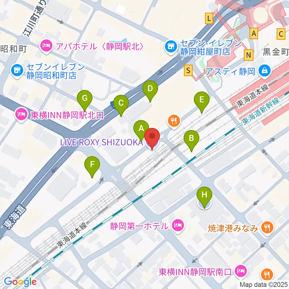 LIVE ROXY SHIZUOKA周辺の駐車場・コインパーキング一覧地図