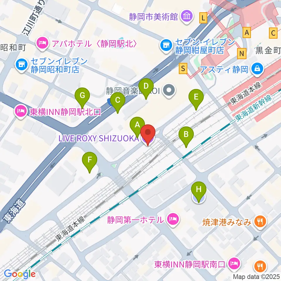 LIVE ROXY SHIZUOKA周辺の駐車場・コインパーキング一覧地図