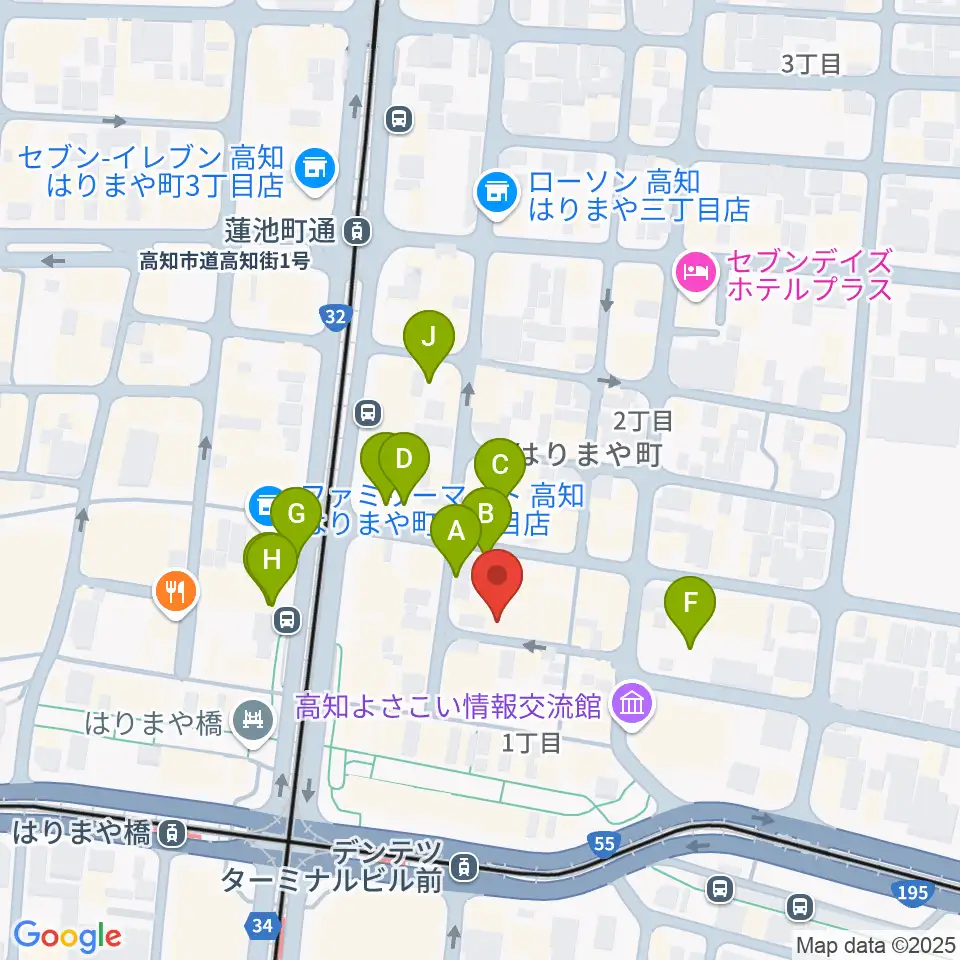 高知ri:ver周辺の駐車場・コインパーキング一覧地図