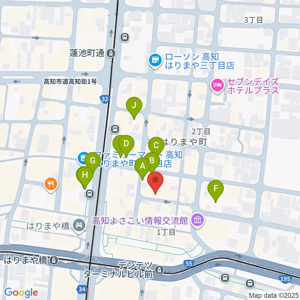 高知ri:ver周辺の駐車場・コインパーキング一覧地図