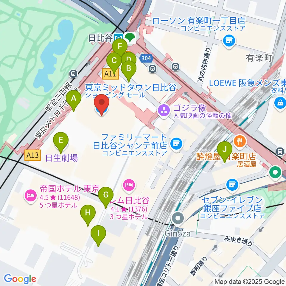 TOHOシネマズ日比谷周辺の駐車場・コインパーキング一覧地図