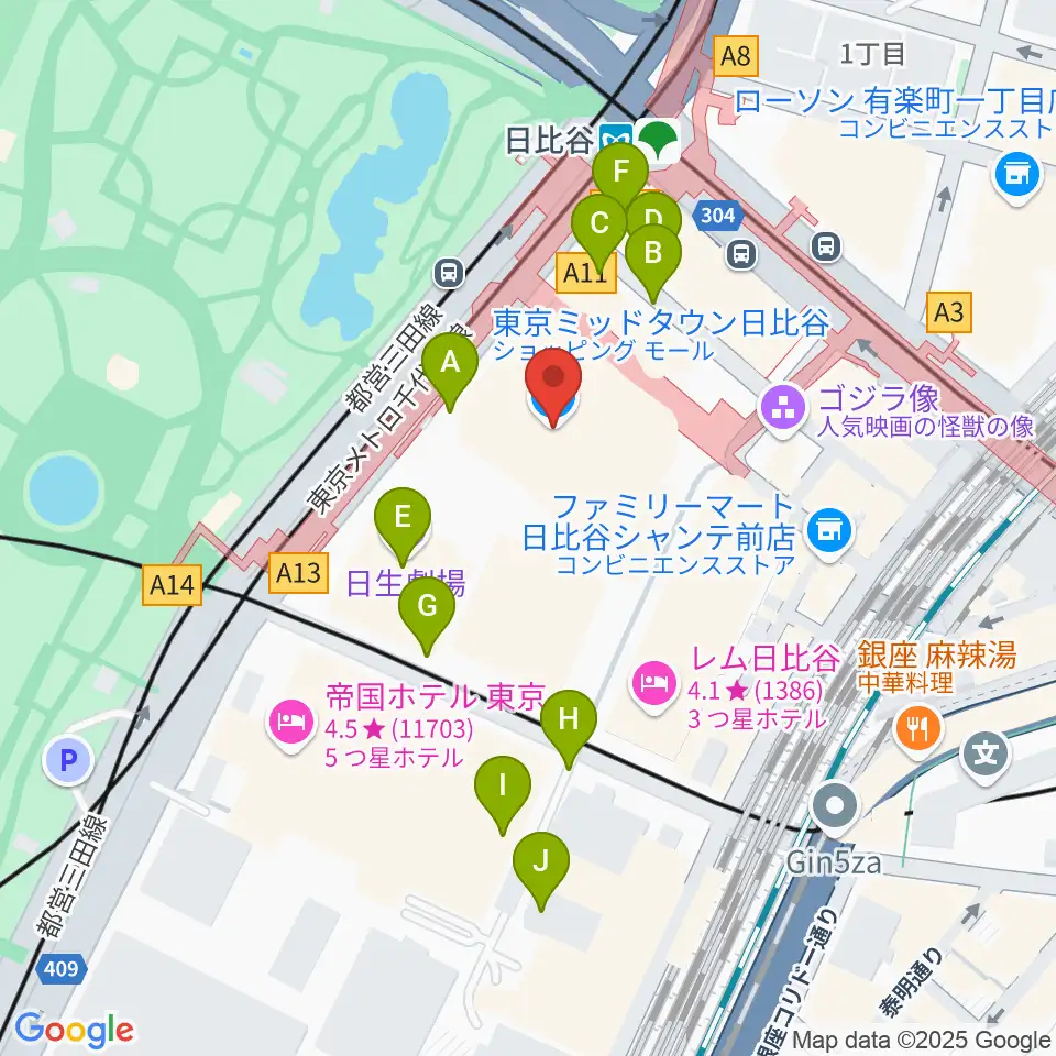 TOHOシネマズ日比谷周辺の駐車場・コインパーキング一覧地図