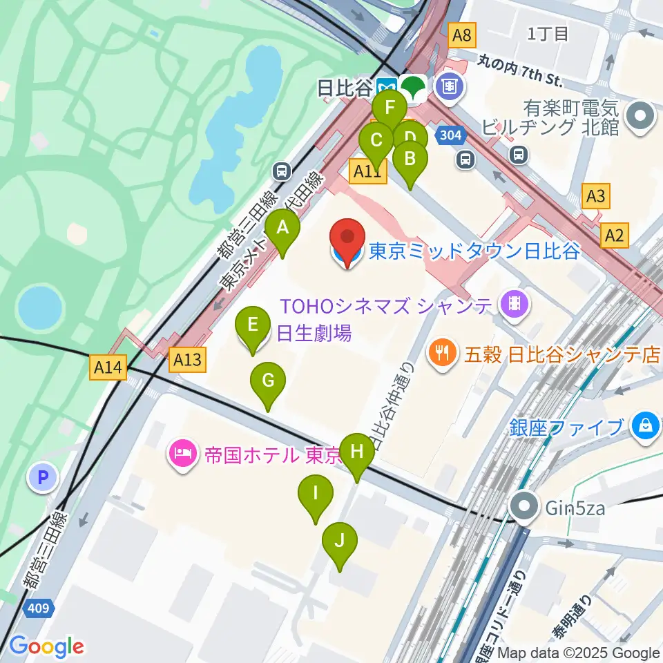 TOHOシネマズ日比谷周辺の駐車場・コインパーキング一覧地図