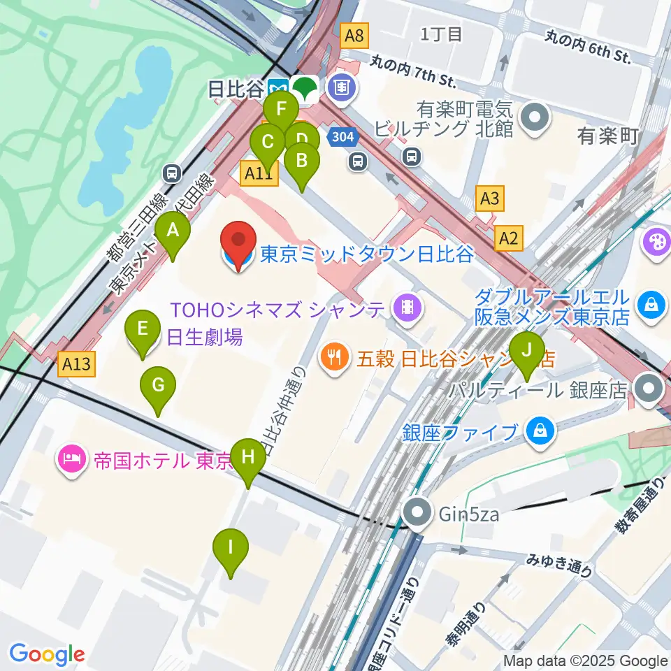 TOHOシネマズ日比谷周辺の駐車場・コインパーキング一覧地図
